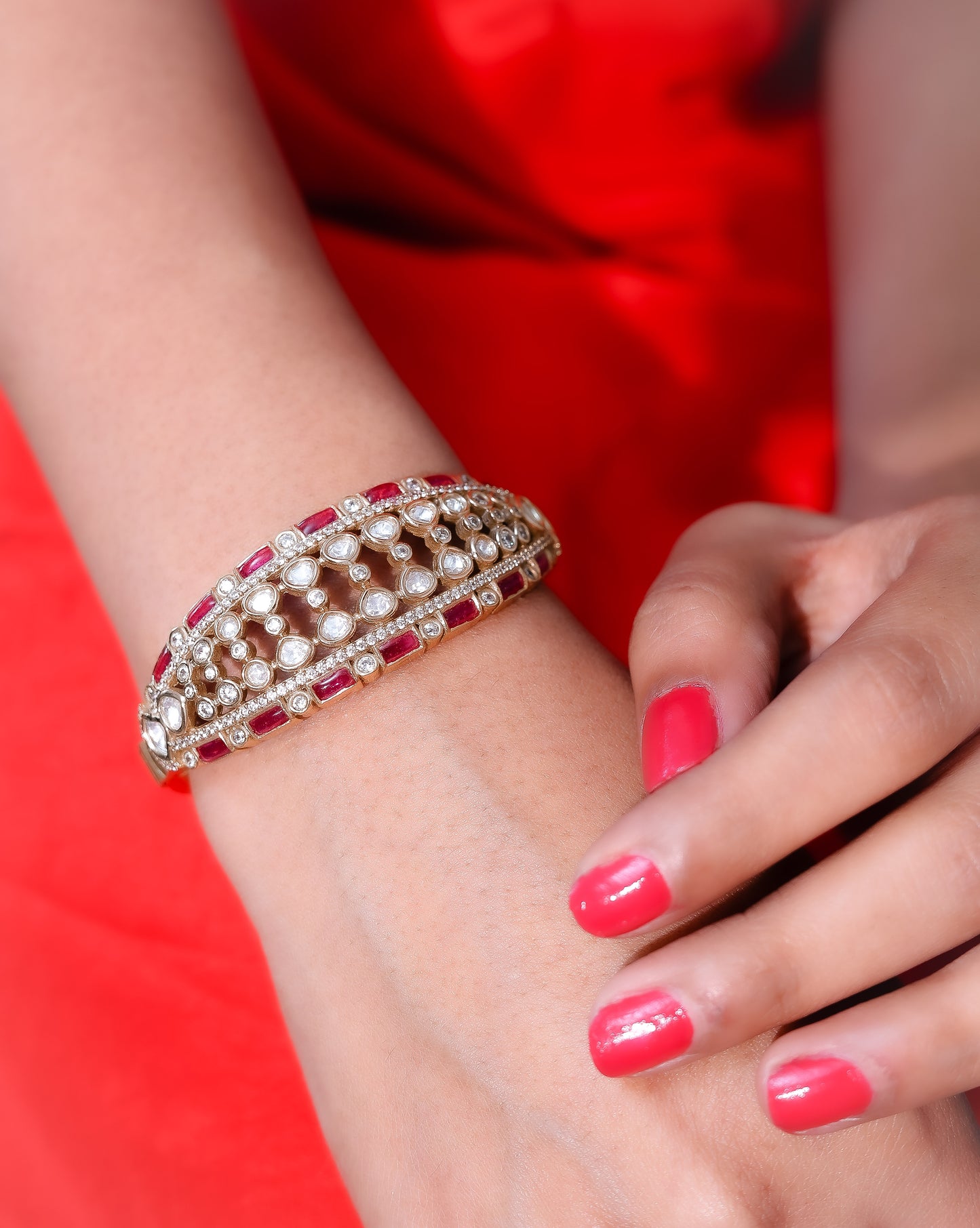 Ruby Kundan Majesty cuff