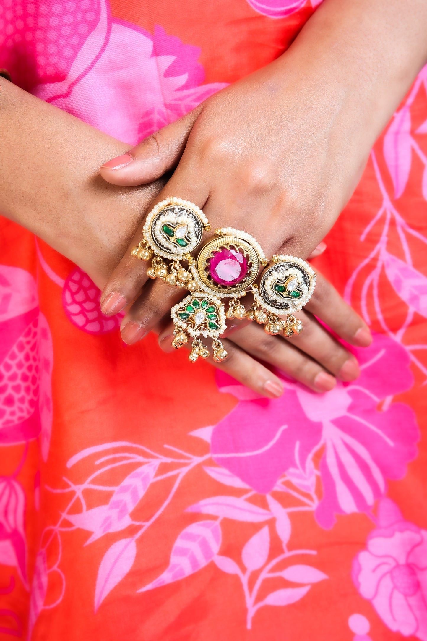 Regal Gulab Kundan Statement Ring