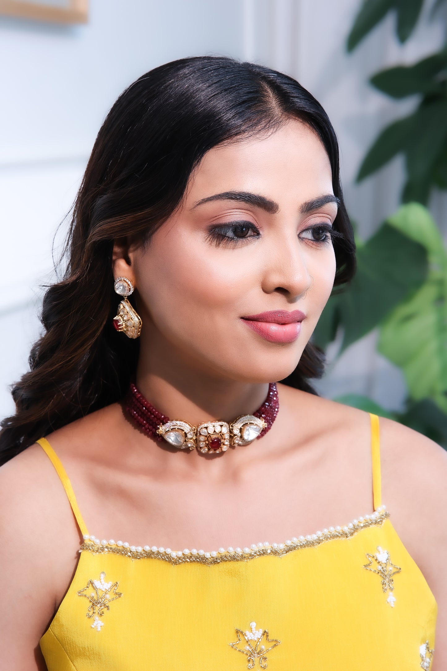 Regal Maroon Kundan Choker Set