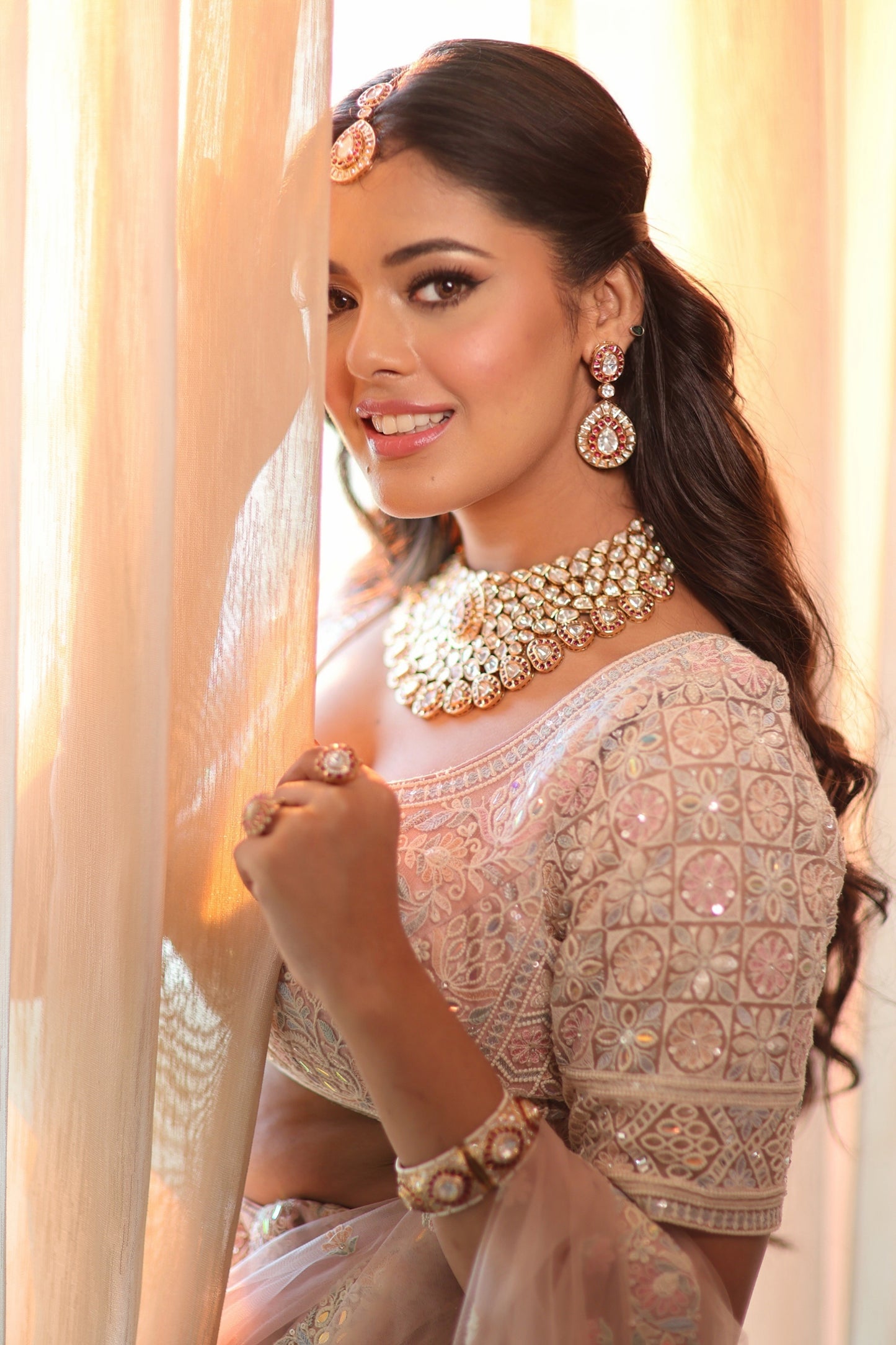 Blushing Radiance Kundan Ensemble Bridal Set
