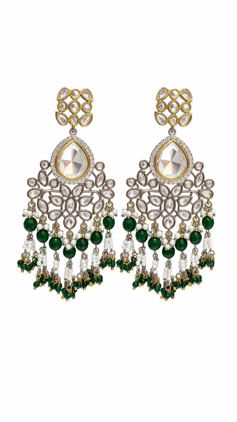 Meher Noor Pearl Polki Chand Earrings