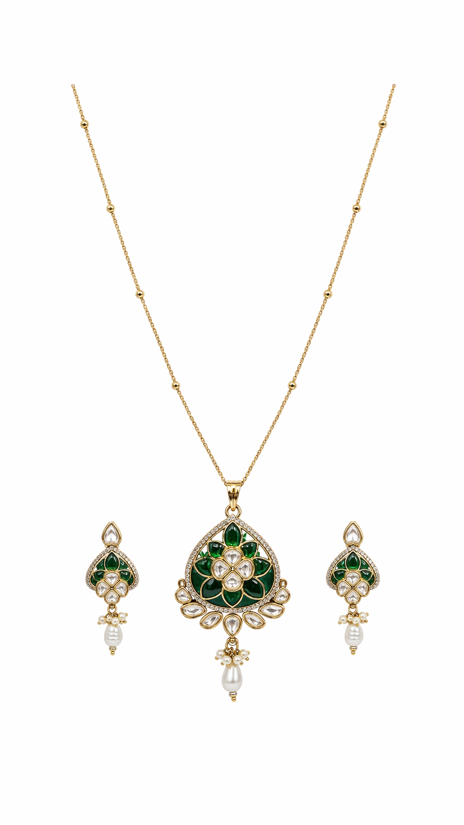 Vihana Emerald Bloom Pendant Set