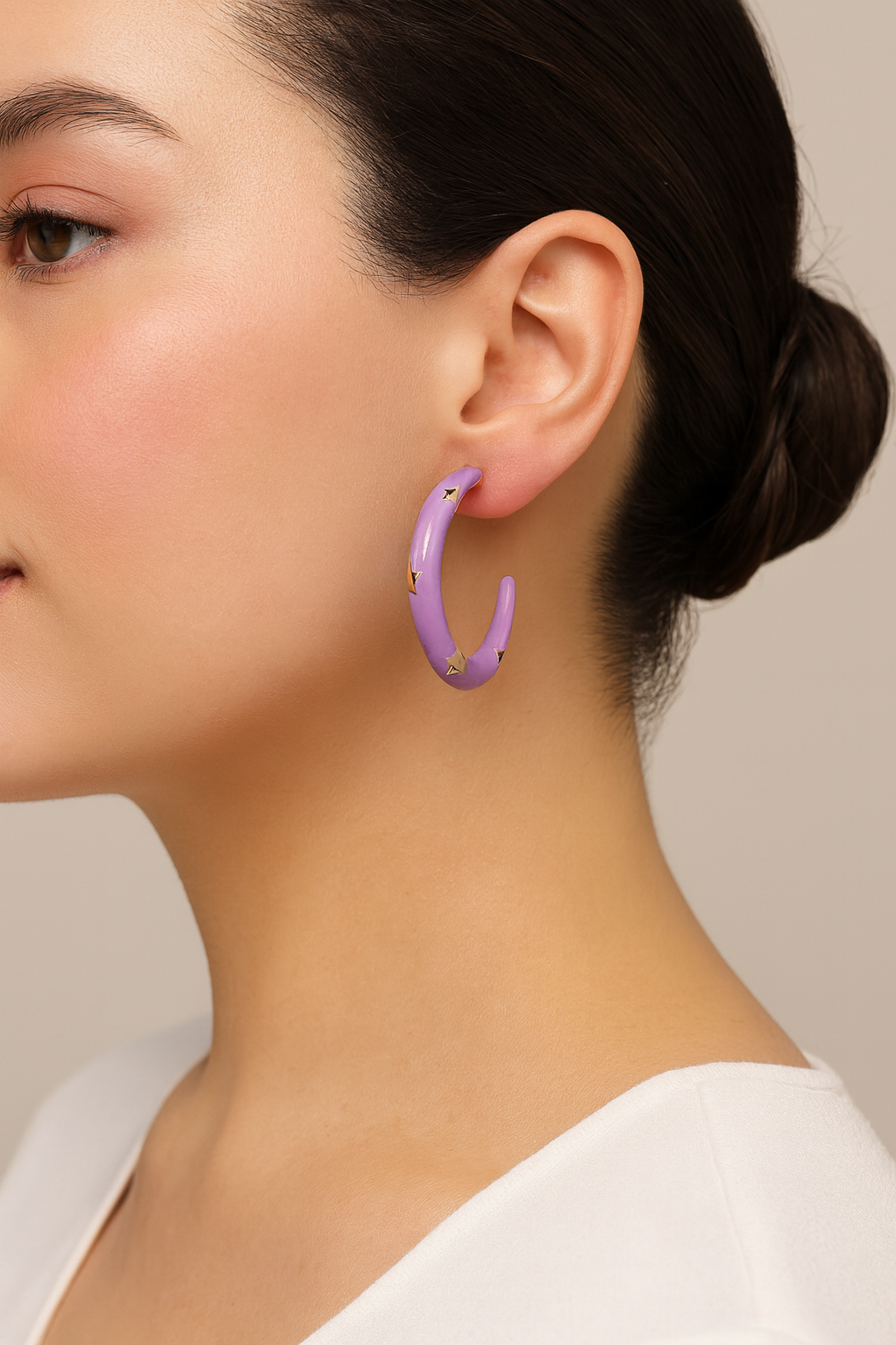 Starpop Enamel Hoop Earrings – Lilac