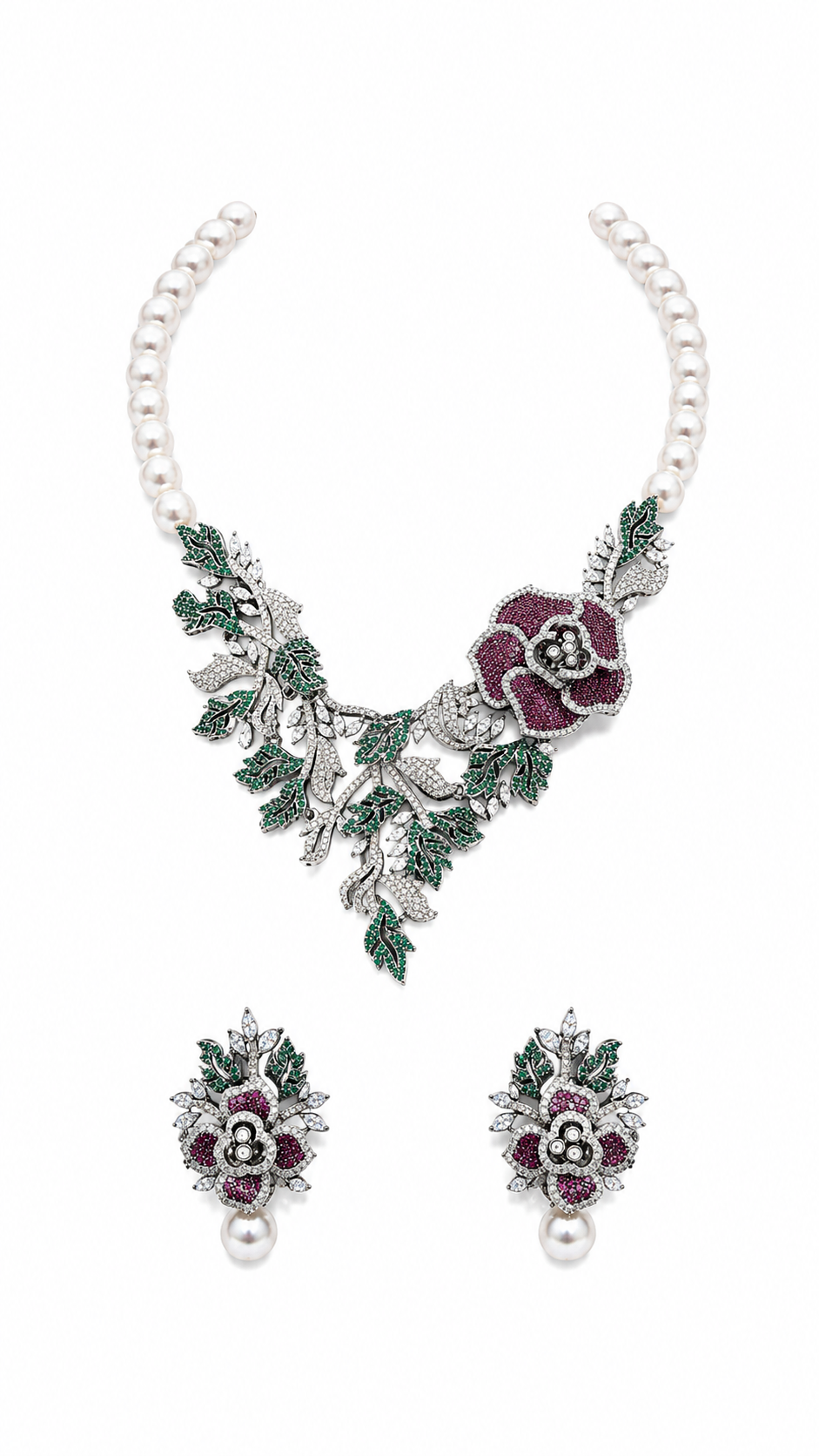 Rosé Verdelle Pearl Garden Necklace Set