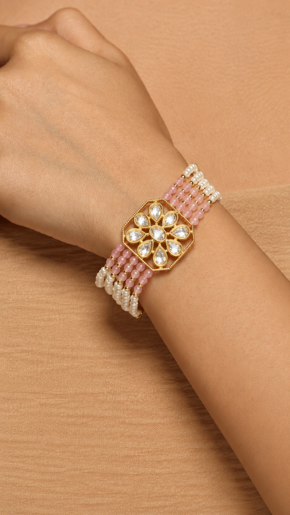 Roselle Pearl Kundan Bracelet