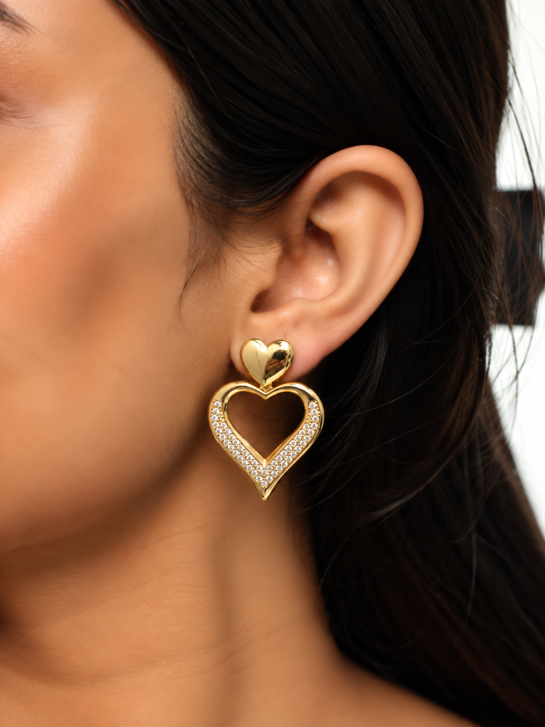 Amora Crystal Heart Drop Earrings