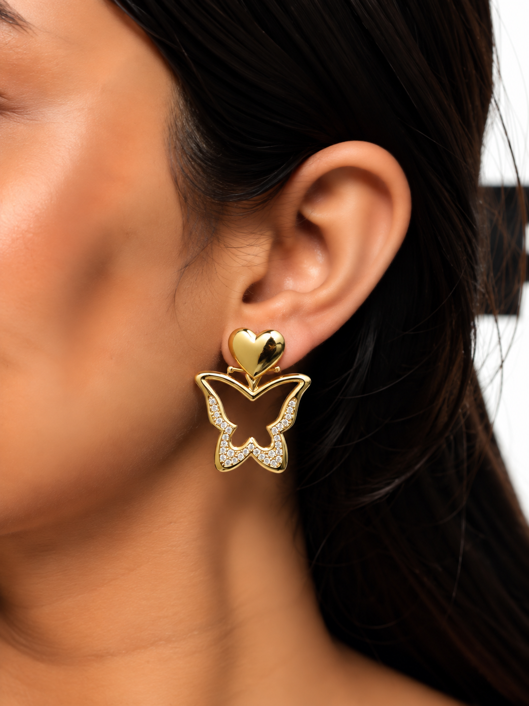 Alara Butterfly Heart Drop Earrings