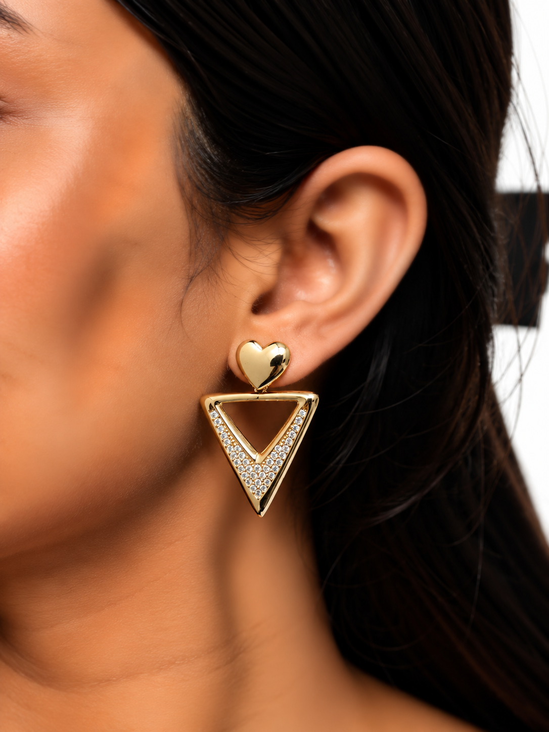 Virelle Triangle Heart Drop Earrings