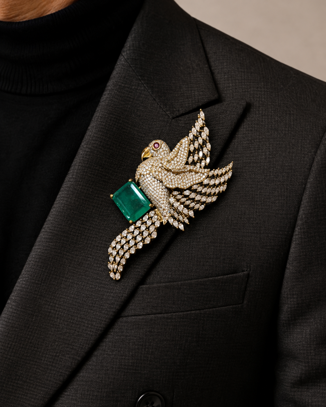 Emerald Royale Aviary Brooch