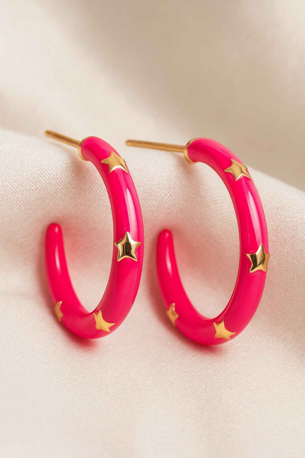 Starpop Enamel Hoop Earrings – Fuchsia