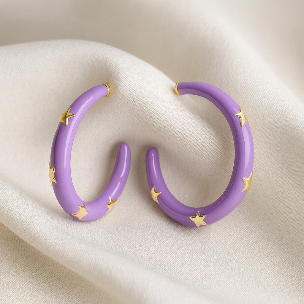 Starpop Enamel Hoop Earrings – Lilac