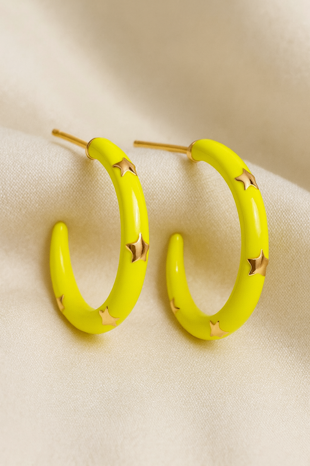 Starpop Enamel Hoop Earrings – Neon Yellow