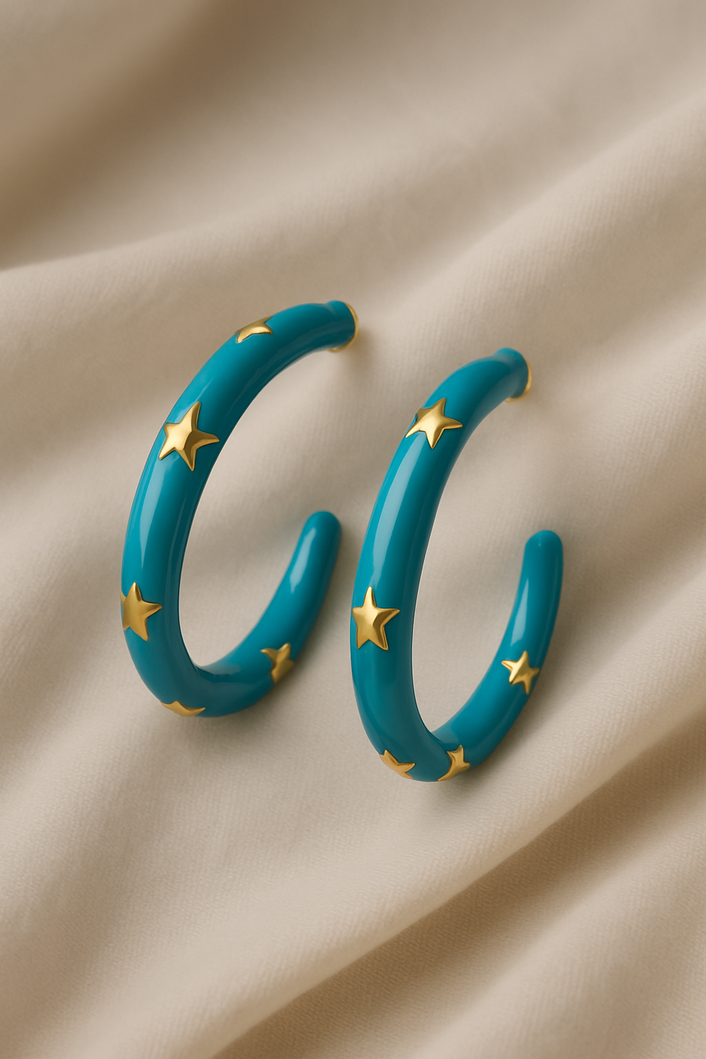 Starpop Enamel Hoop Earrings – Cobalt Blue