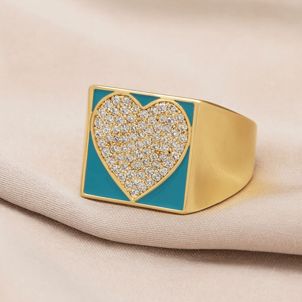Diamond Heartbox Statement Ring