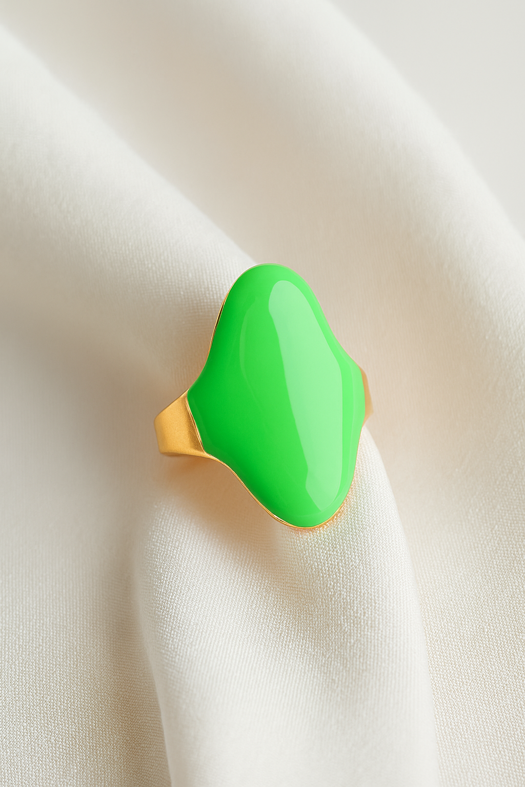 Neon Melt Sculpt Ring – Lime Green