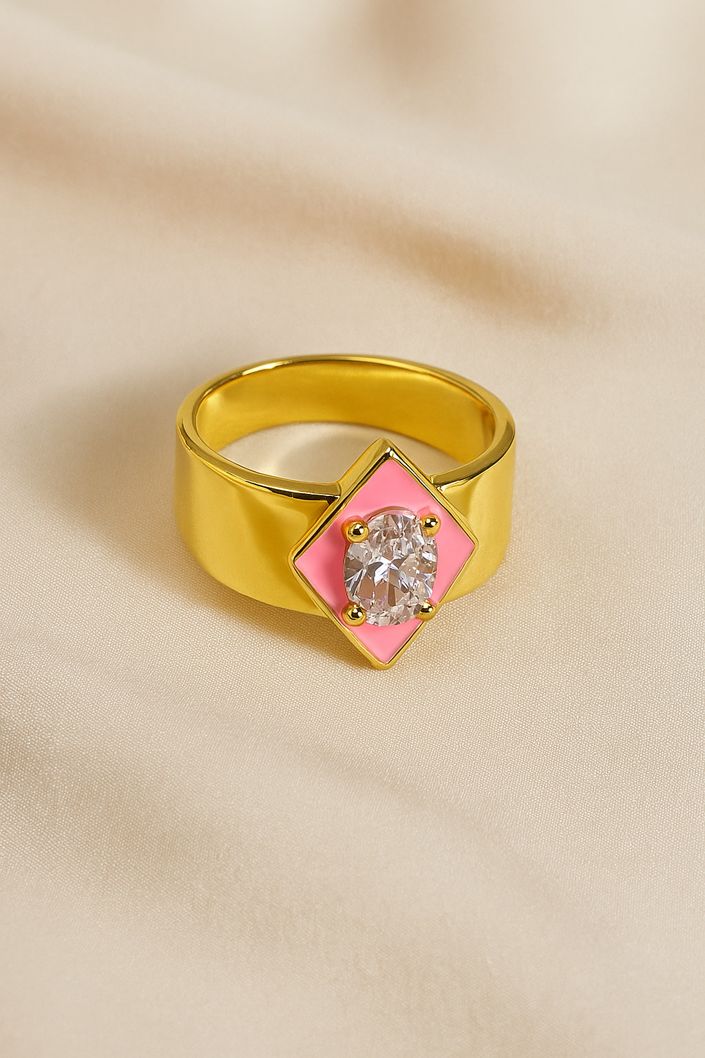 Prism Spark Solitaire Ring – Hot Pink