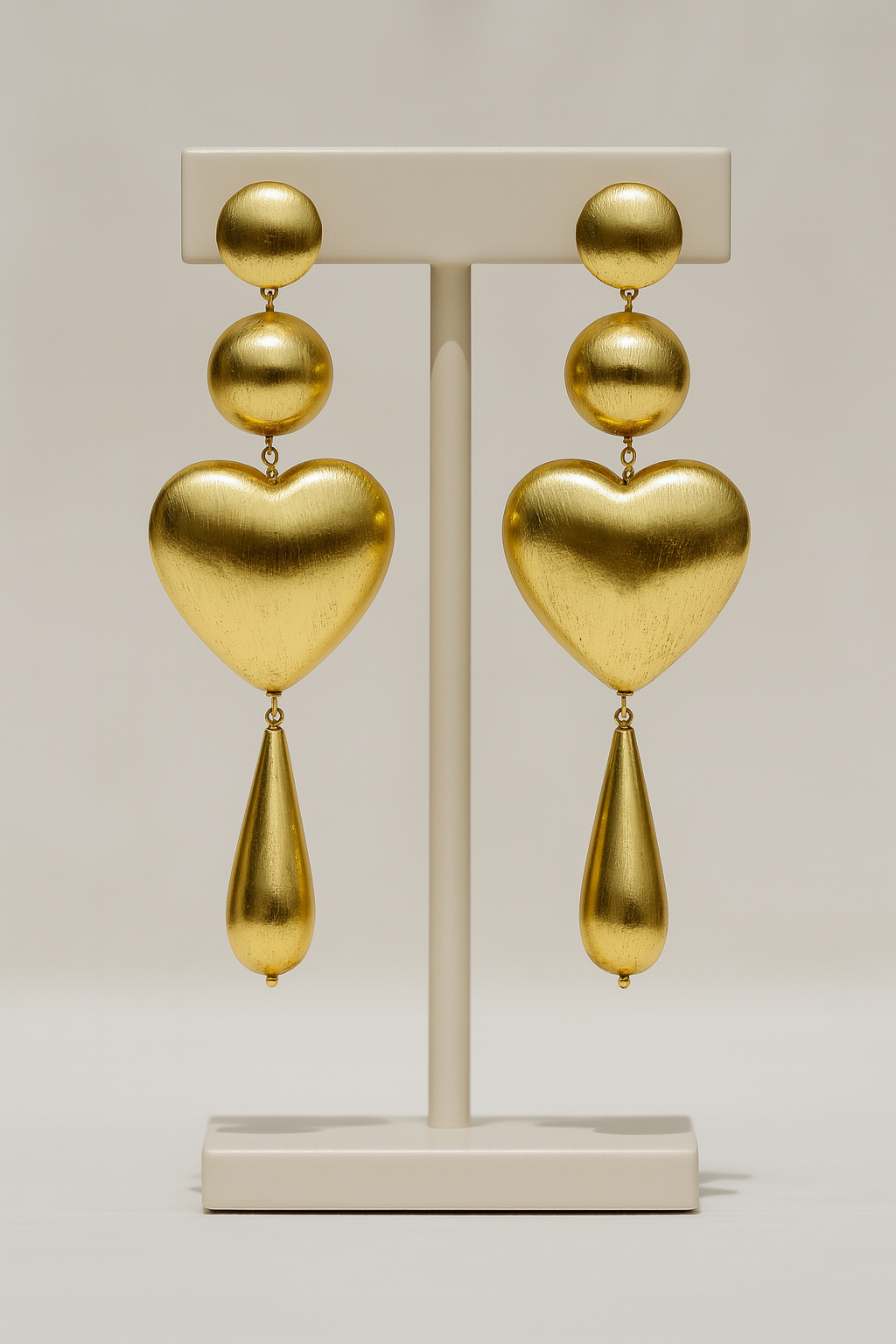Golden Heartfall Statement Earrings