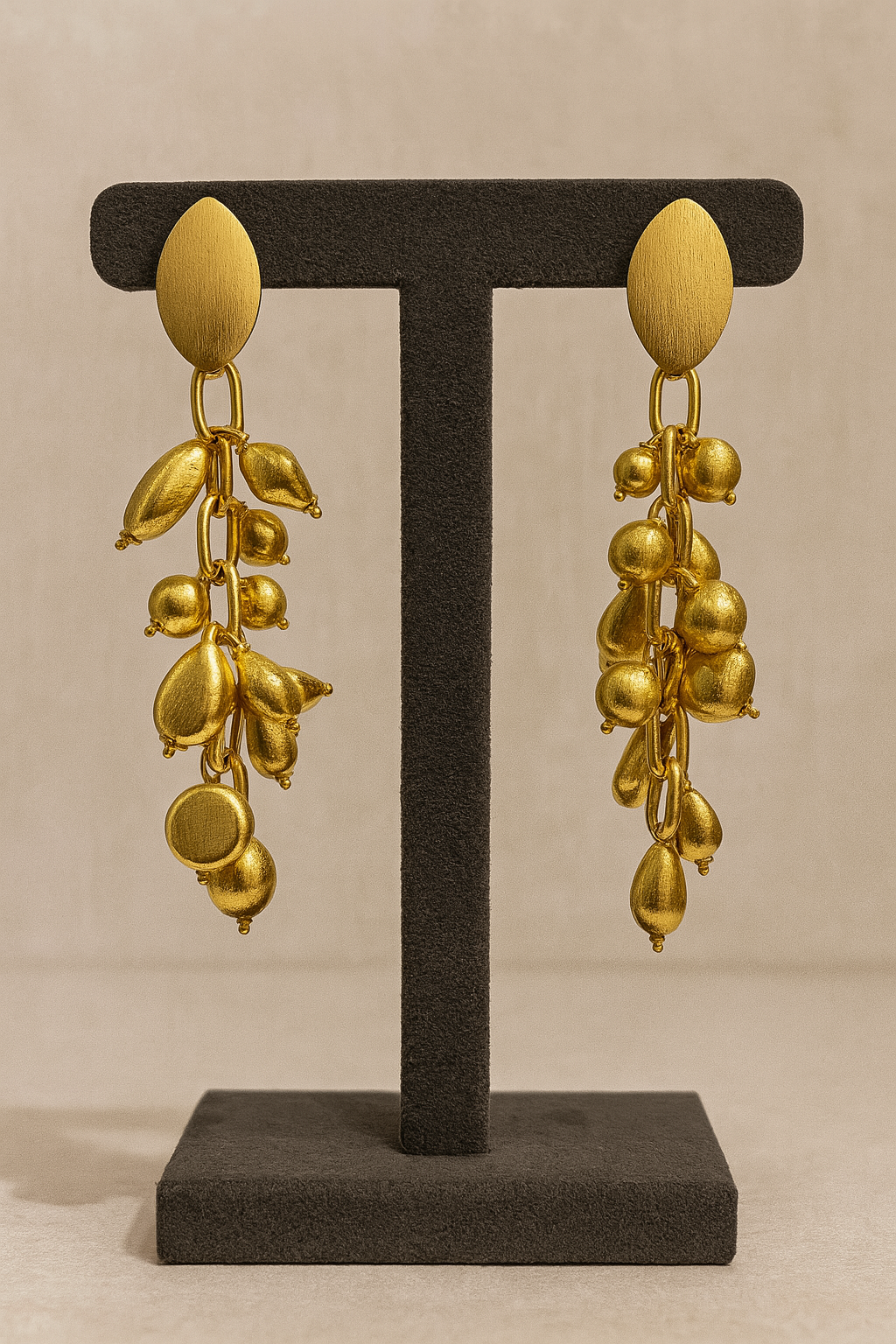 Golden Cascade Cluster Earrings