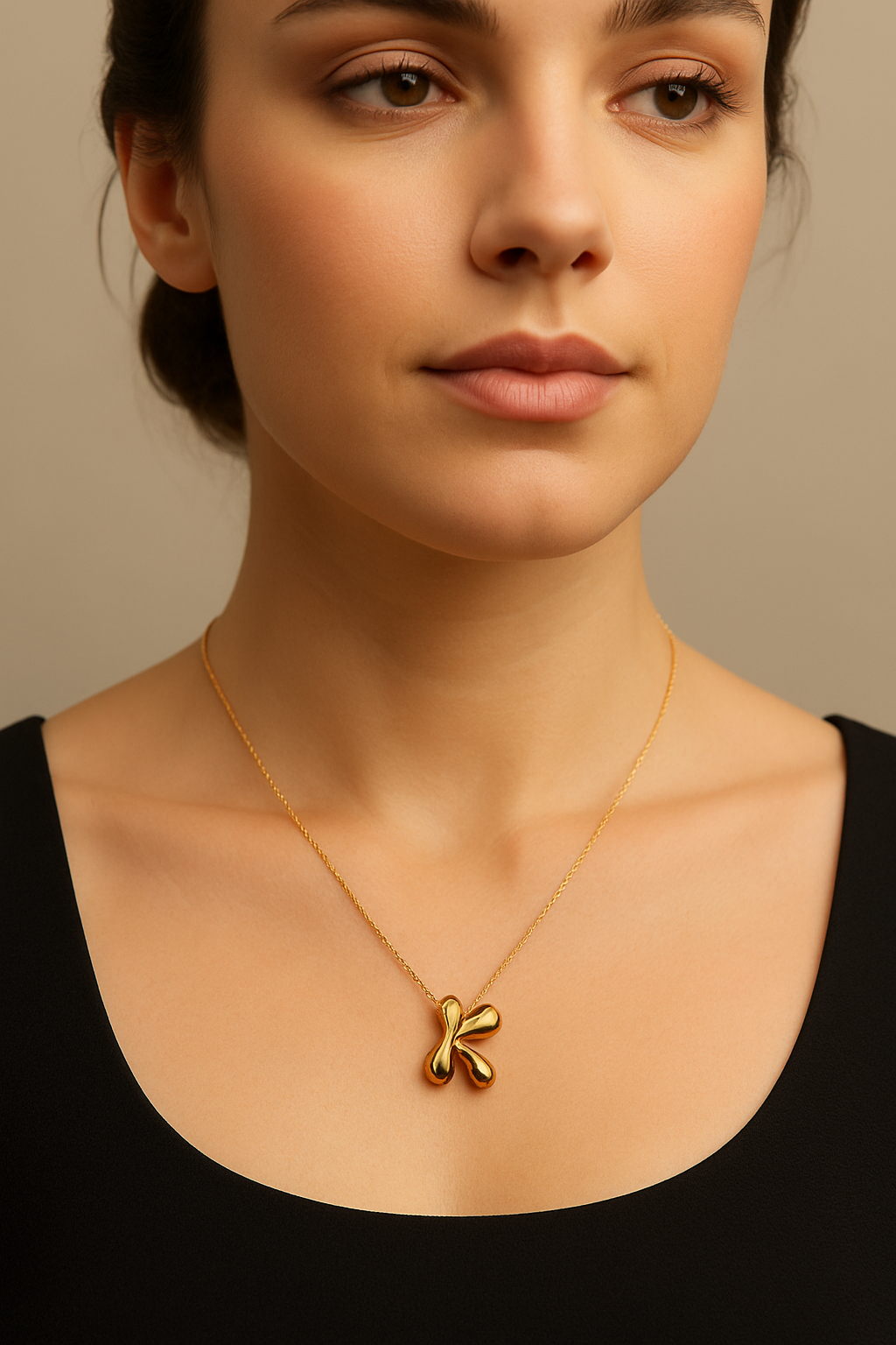 Golden Bubble Initial Pendant Necklace