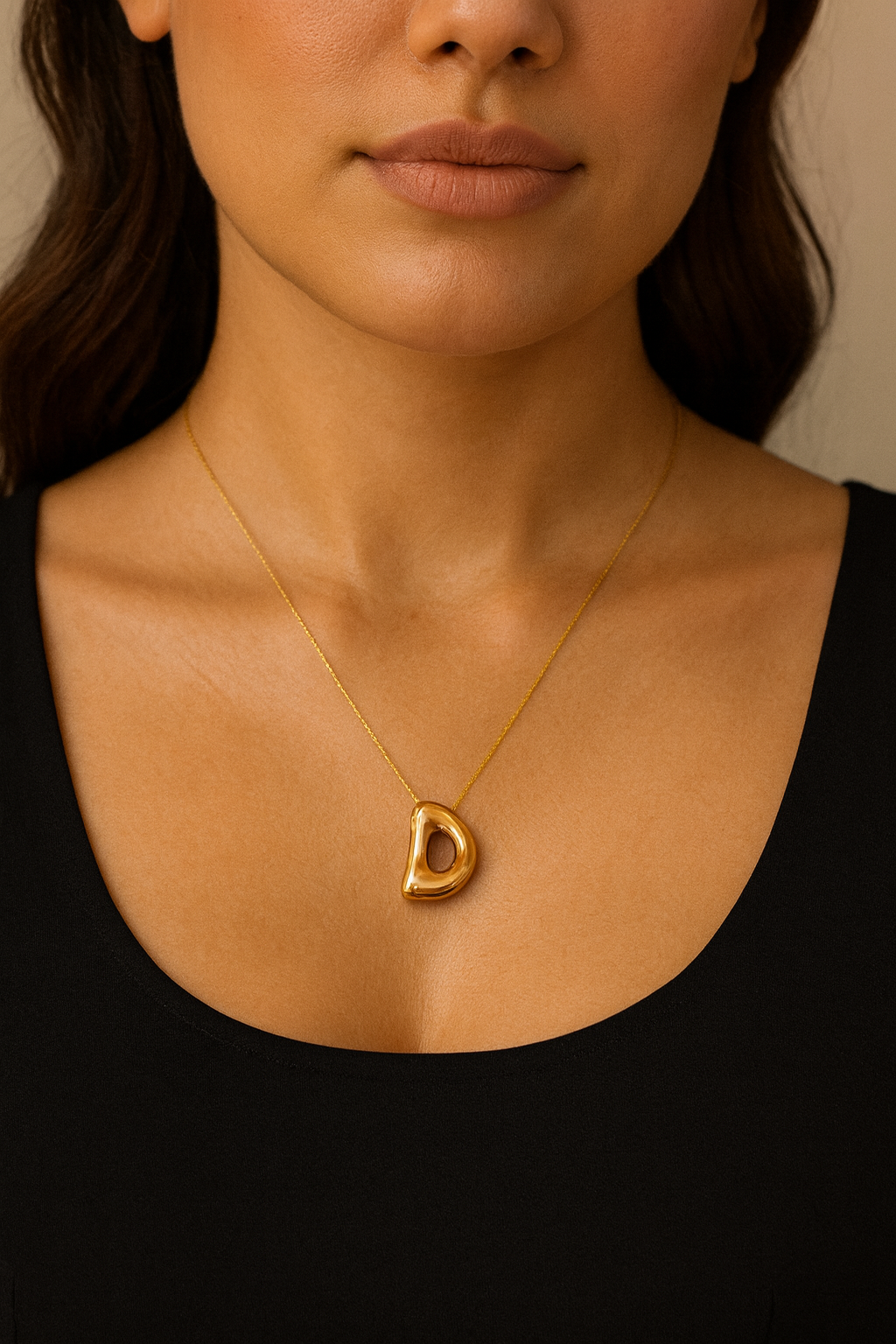 Golden Bubble Initial Pendant Necklace