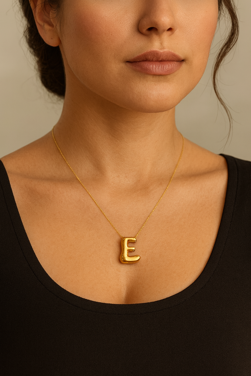 Golden Bubble Initial Pendant Necklace