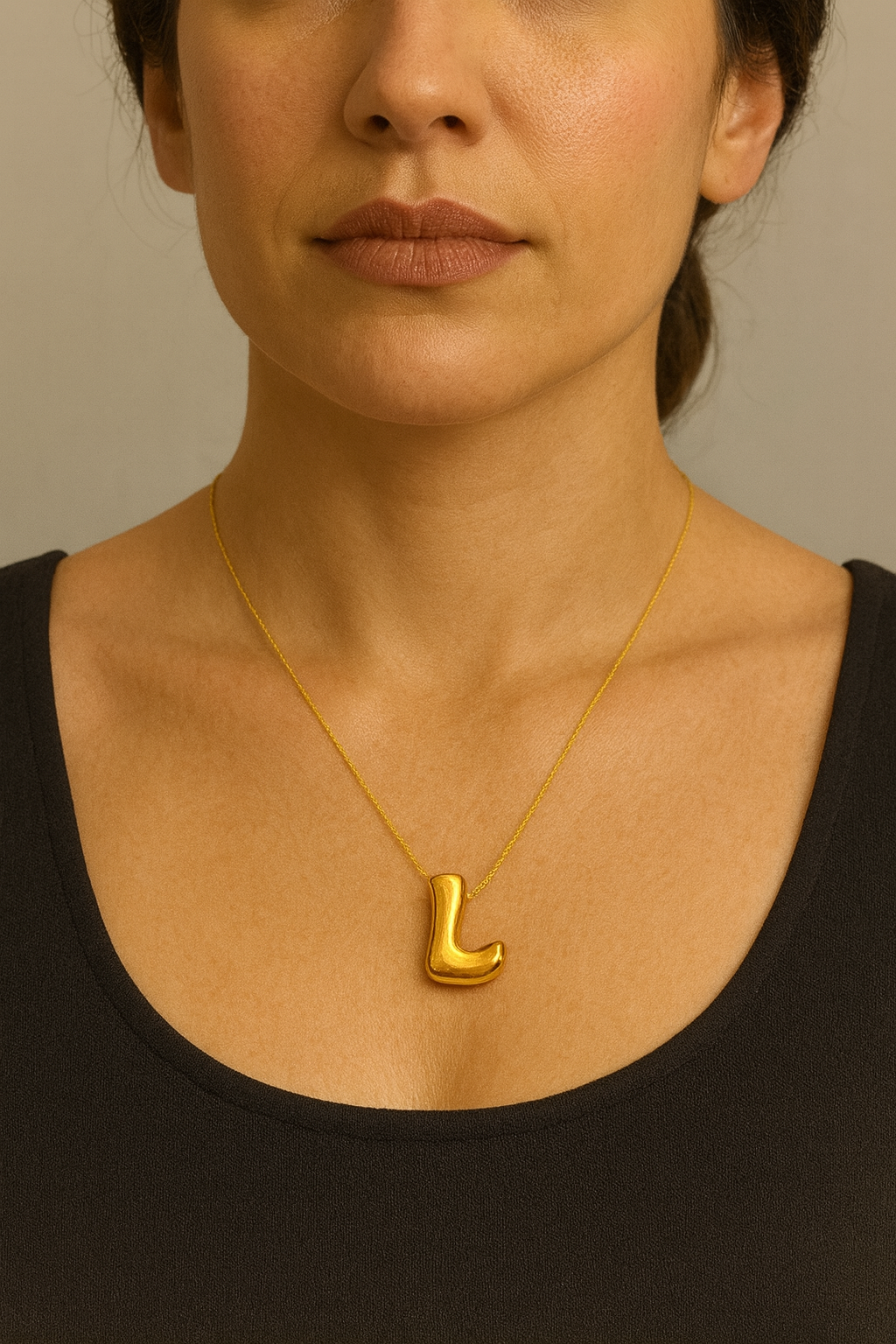 Golden Bubble Initial Pendant Necklace