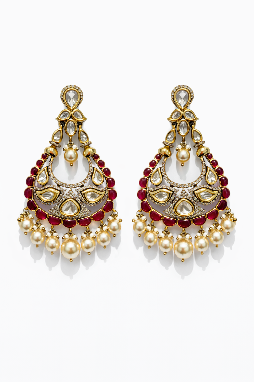 Riya Polki Pearl Chandbali Earrings