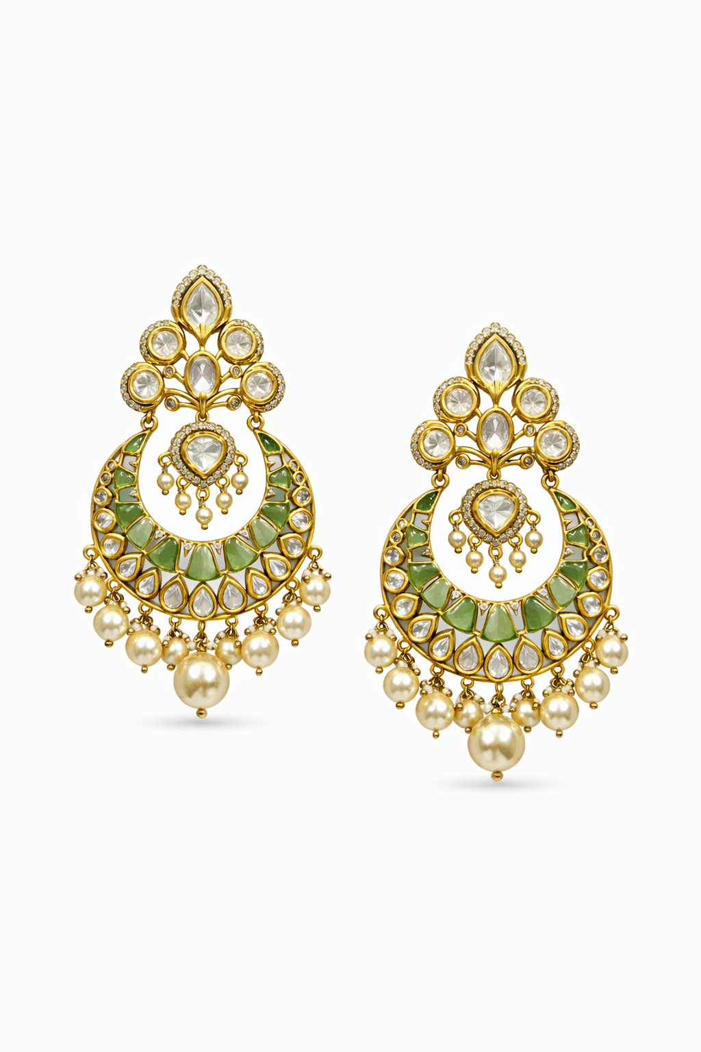 Meher Chand Polki Pearl Earrings
