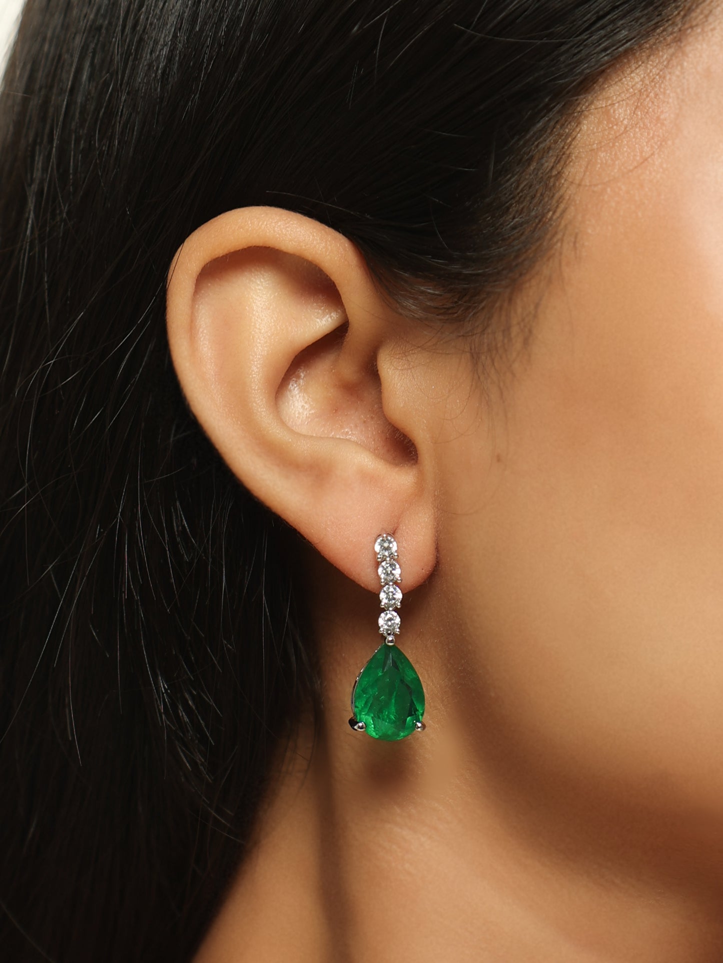 Emerald Dewdrop Tennis Necklace Set