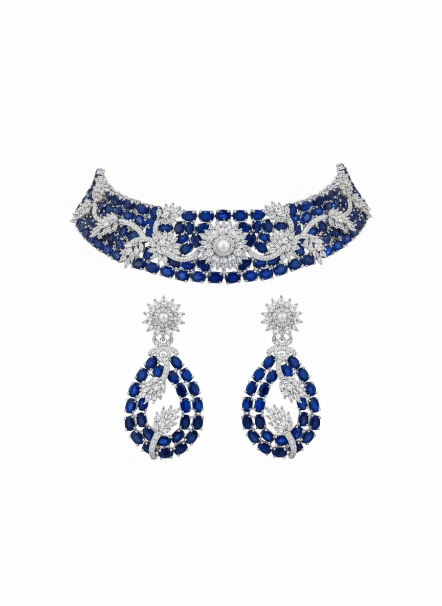 Royal Sapphire Twilight Polki Set