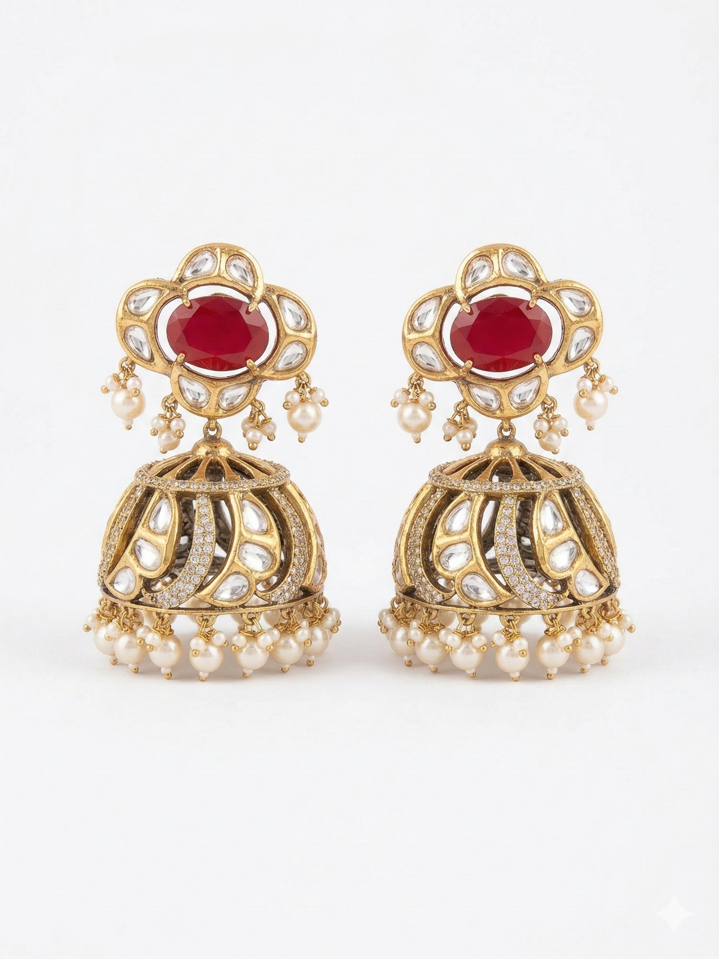 Tara Polki Pearl Jhumka Earrings