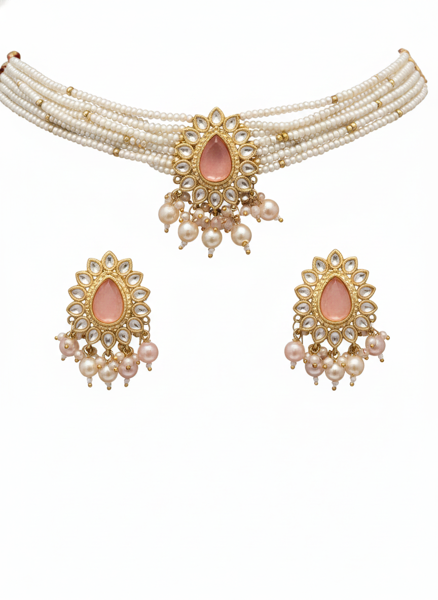 Blush Noor Pearl Kundan Set