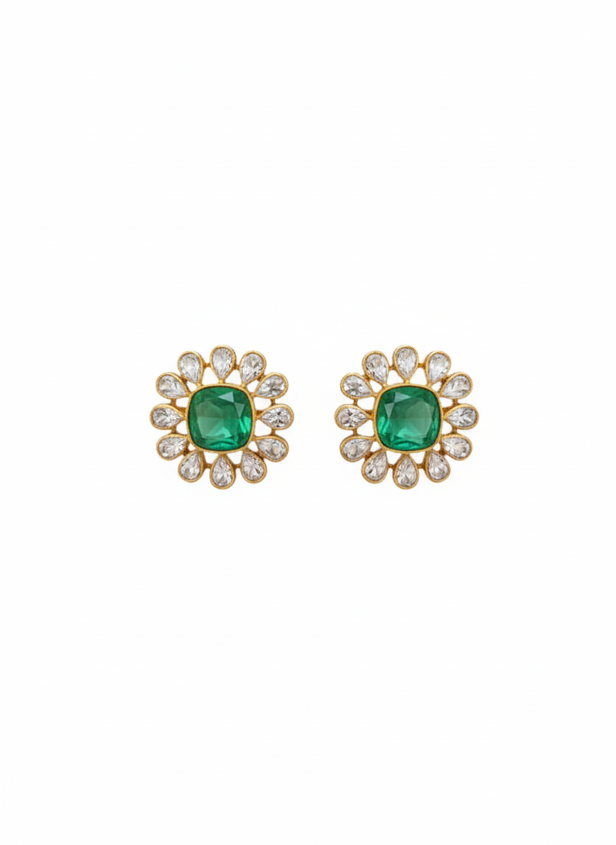 Emerald Petal Radiance Studs