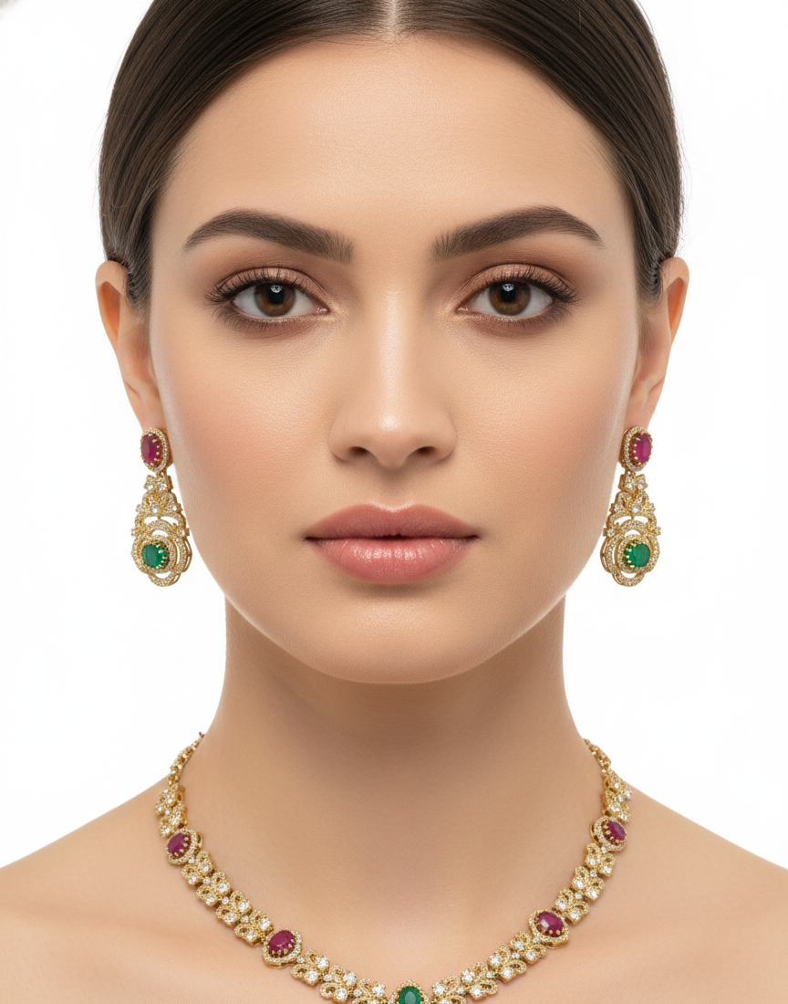 Ruhani Navratna Grace Necklace Set