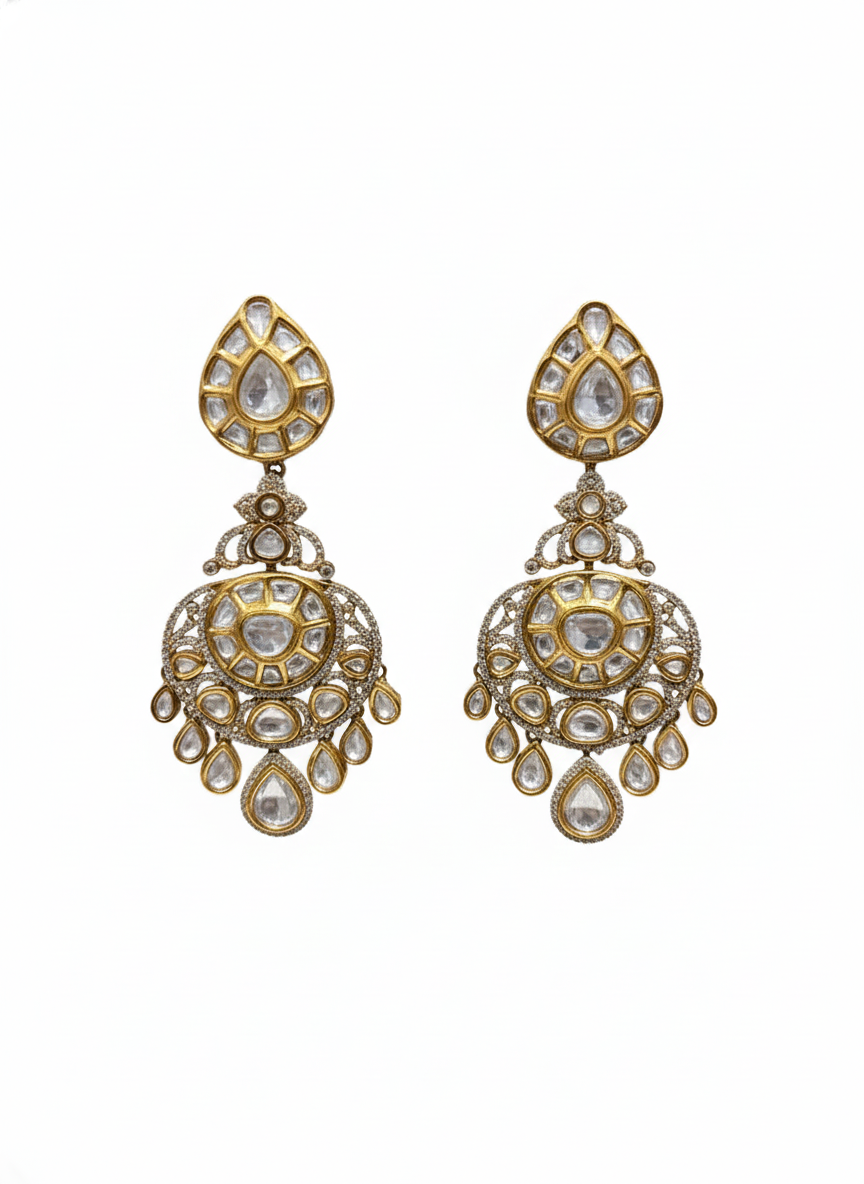 Noor-e-Chand Kundan Drop Earrings
