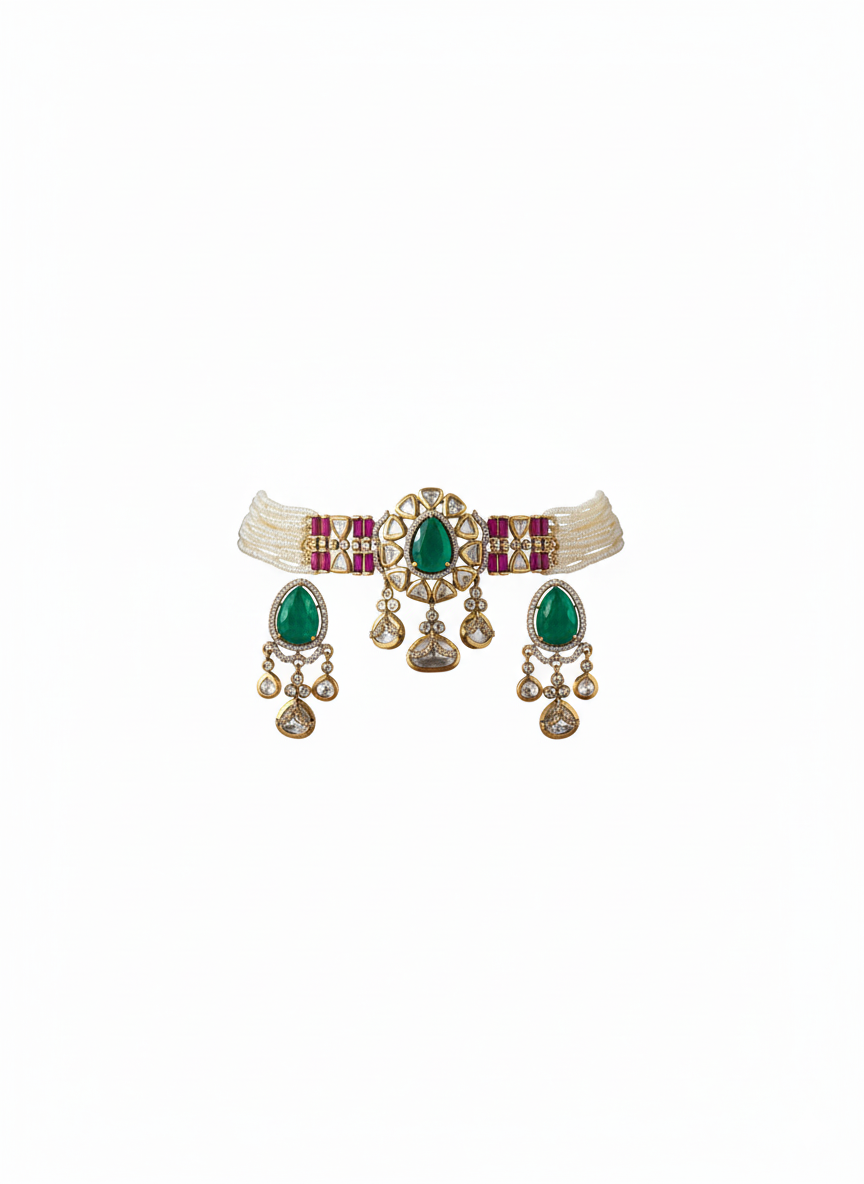 Emerald Royale Polki Choker Set