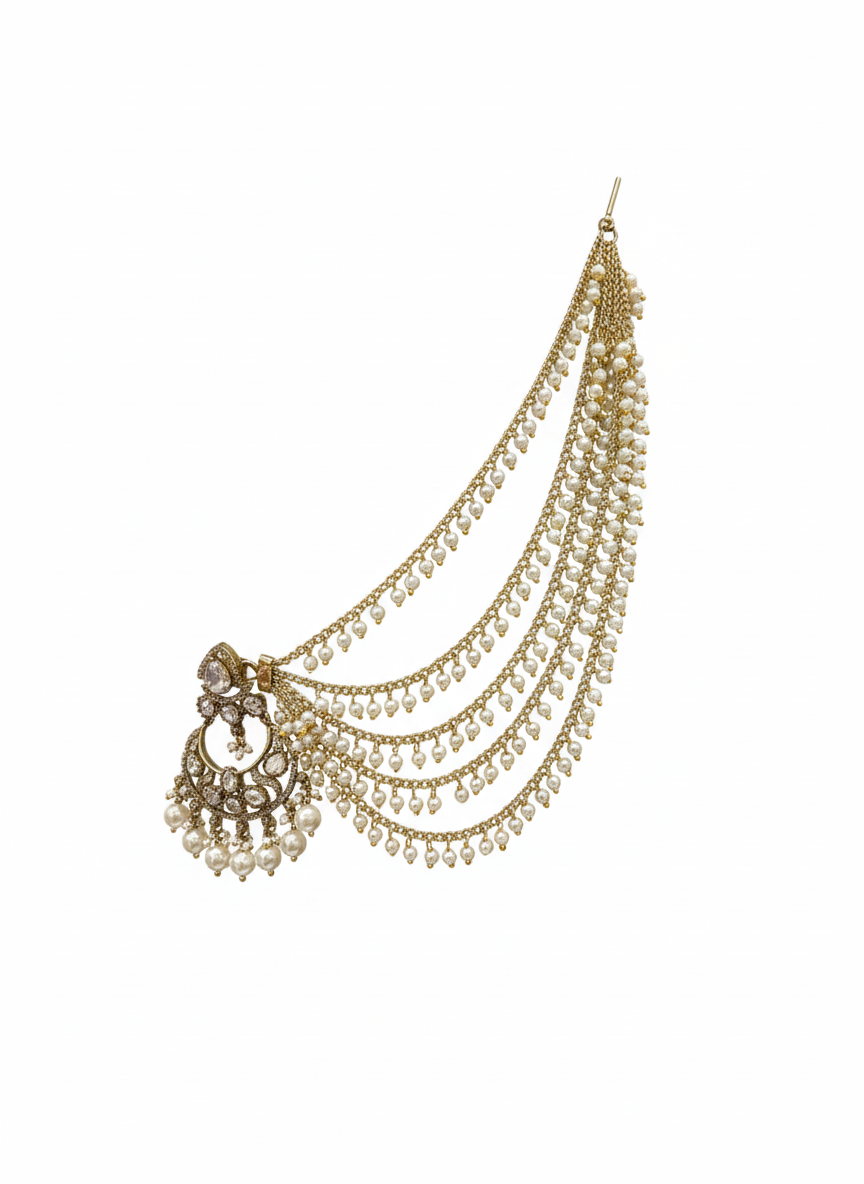 Royal Pearl Cascade Earchain