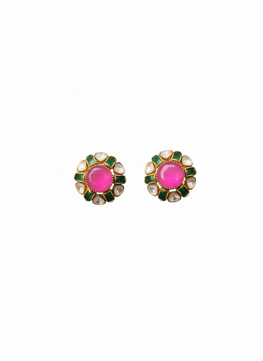 Ruby Meadow Polki Studs