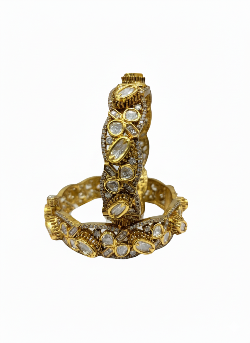 Rajwada Glint Kundan Bangles