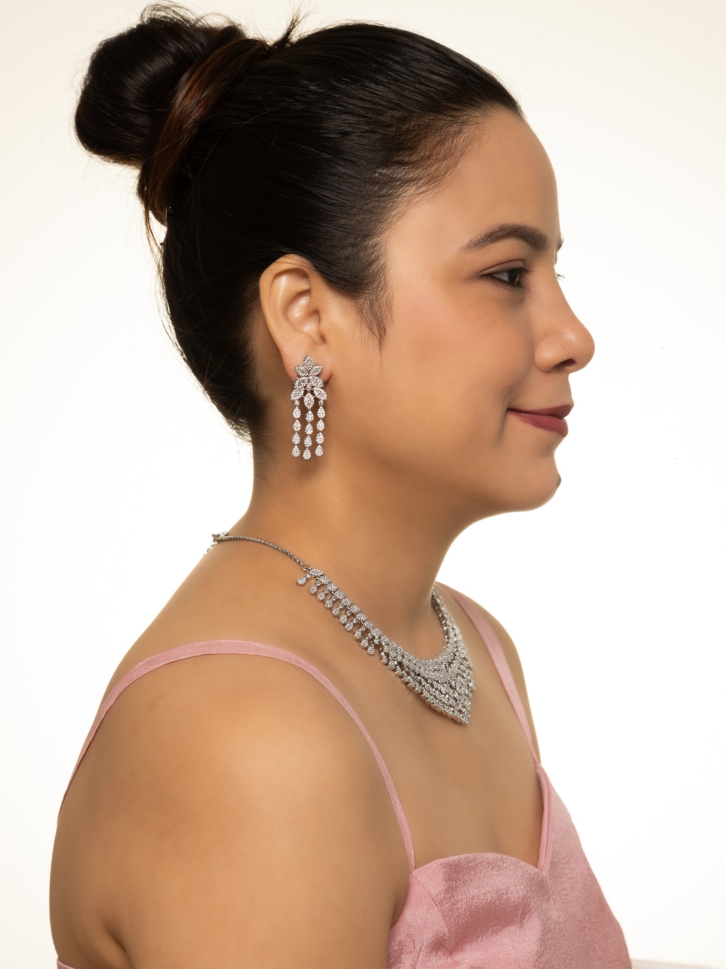 Glistening Moon Necklace with Earrings