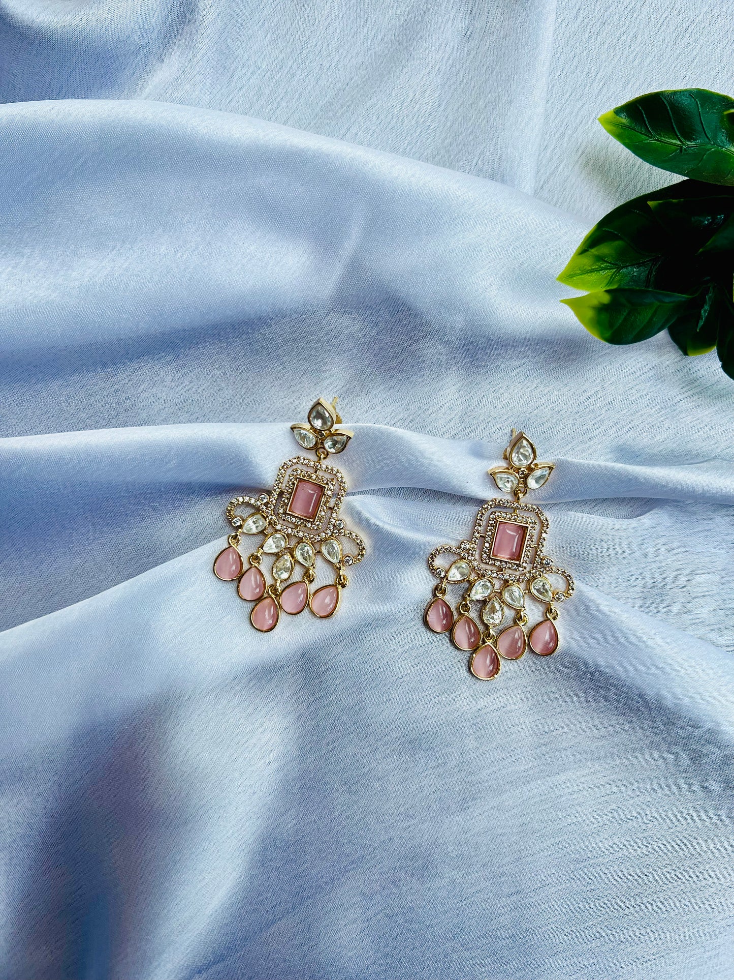 Madhavi Pink Drop Earrings
