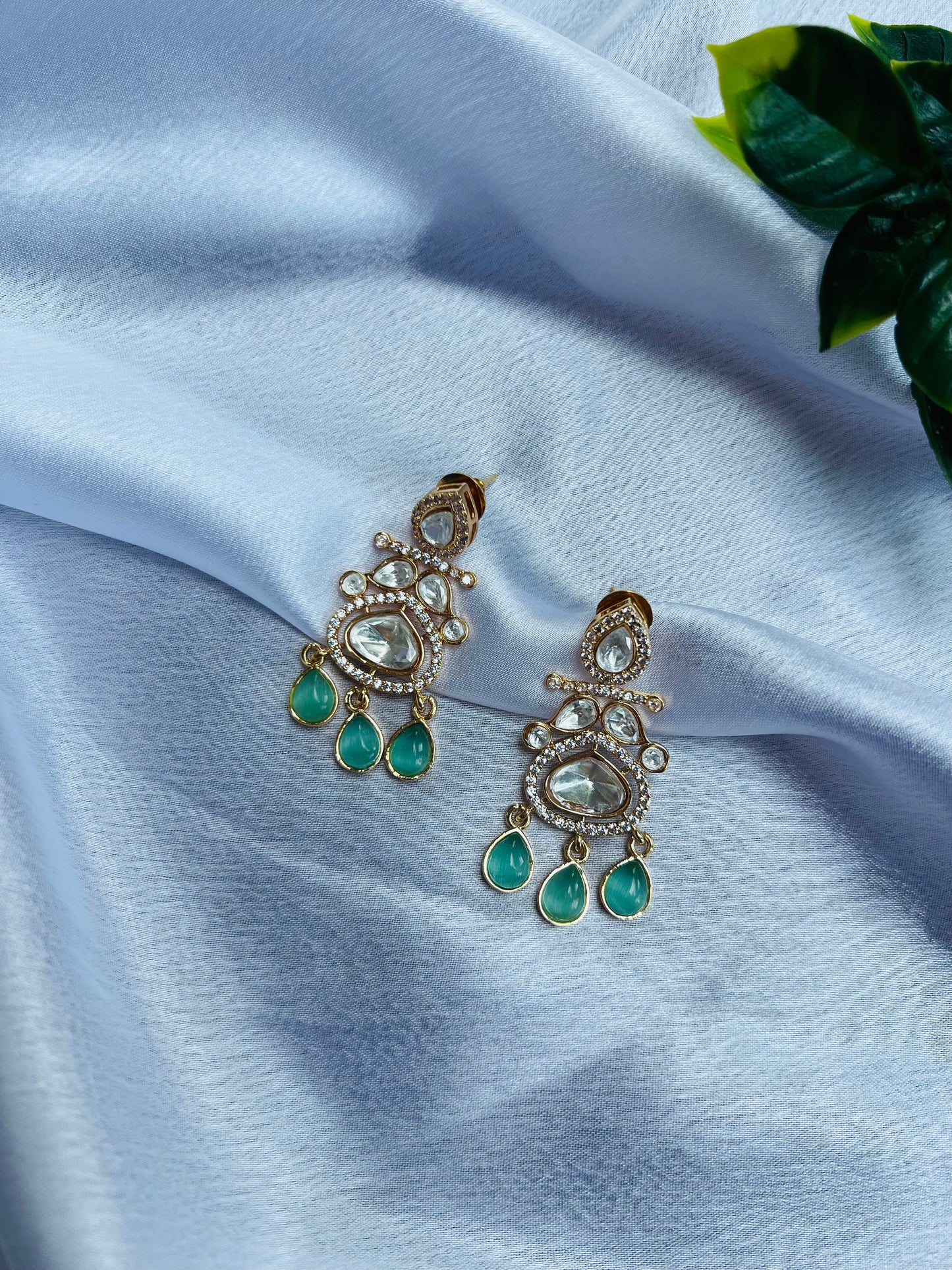 Aadhya Polki Green Earrings