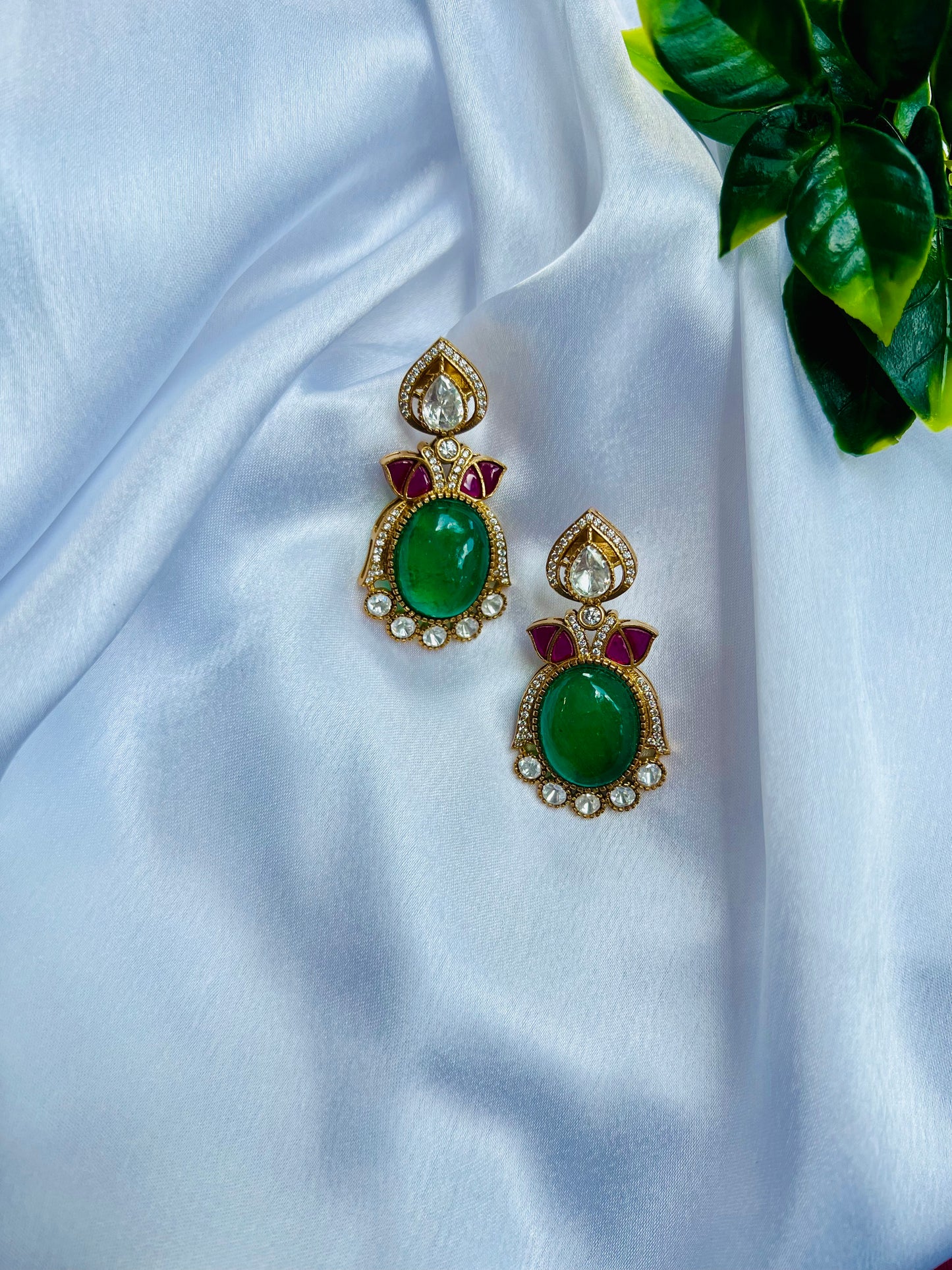 Bhavya Emerald Earrings
