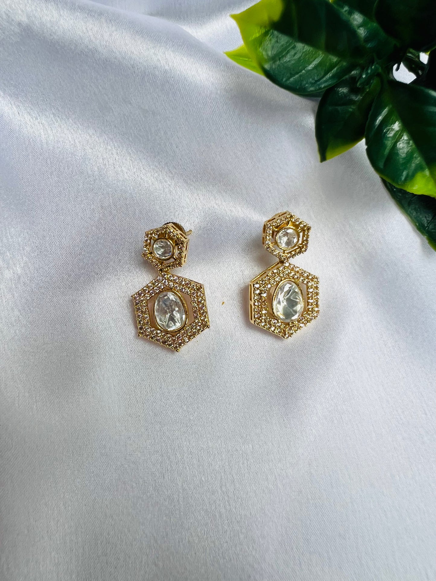 Aishwarya Hexagon gold Earrings