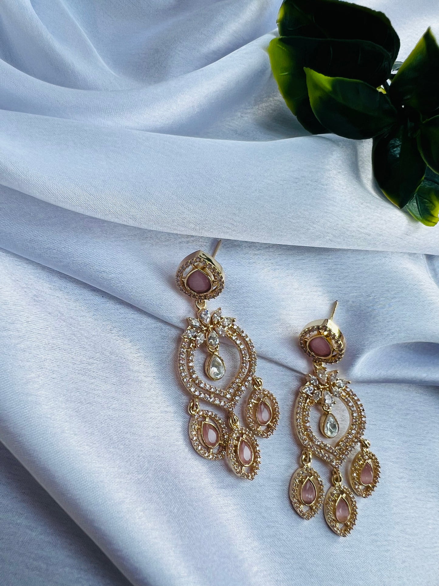 Kiran hearty Peach Dropped Earrings