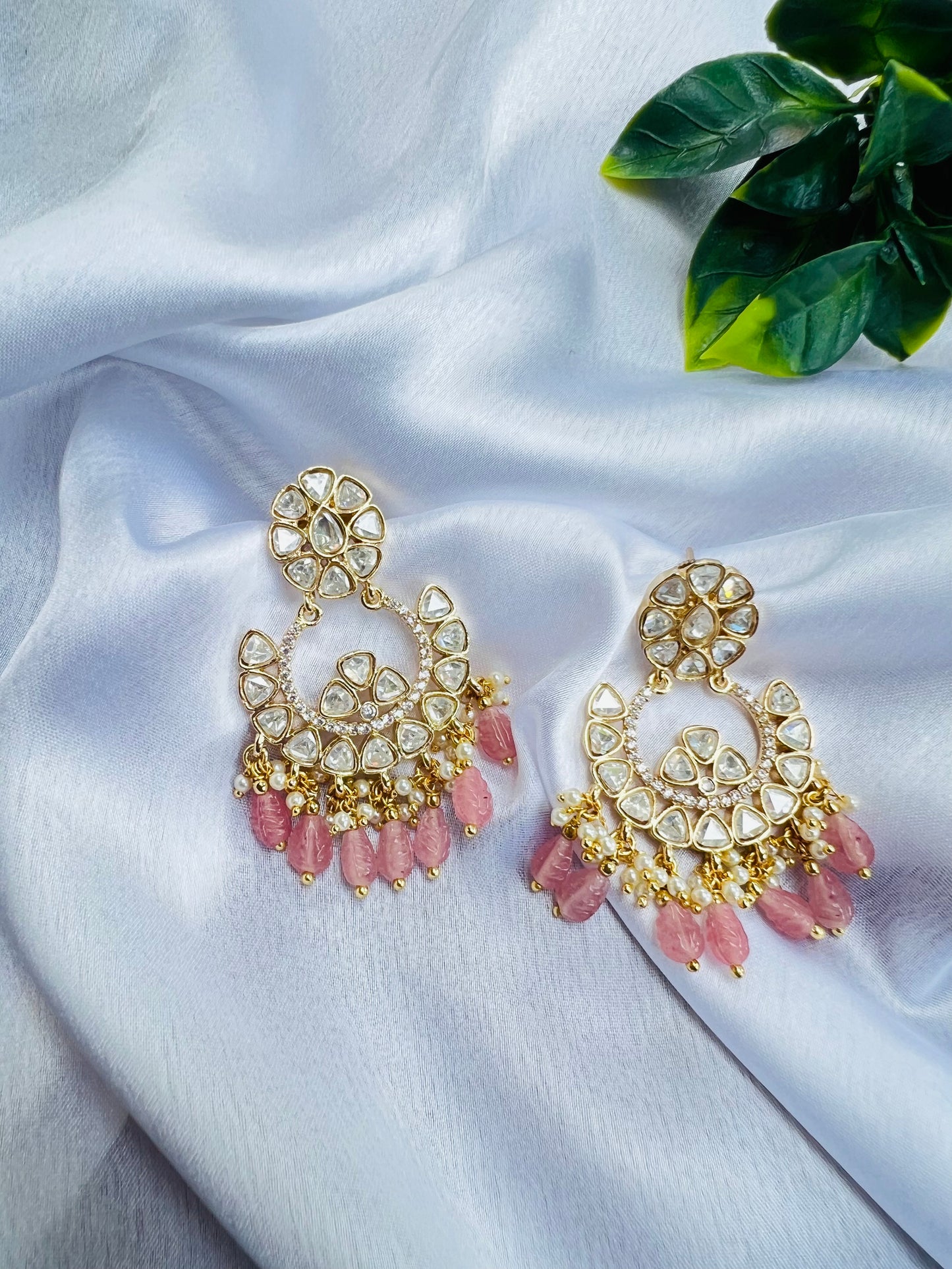 Charul Chandbali Pink Earrings