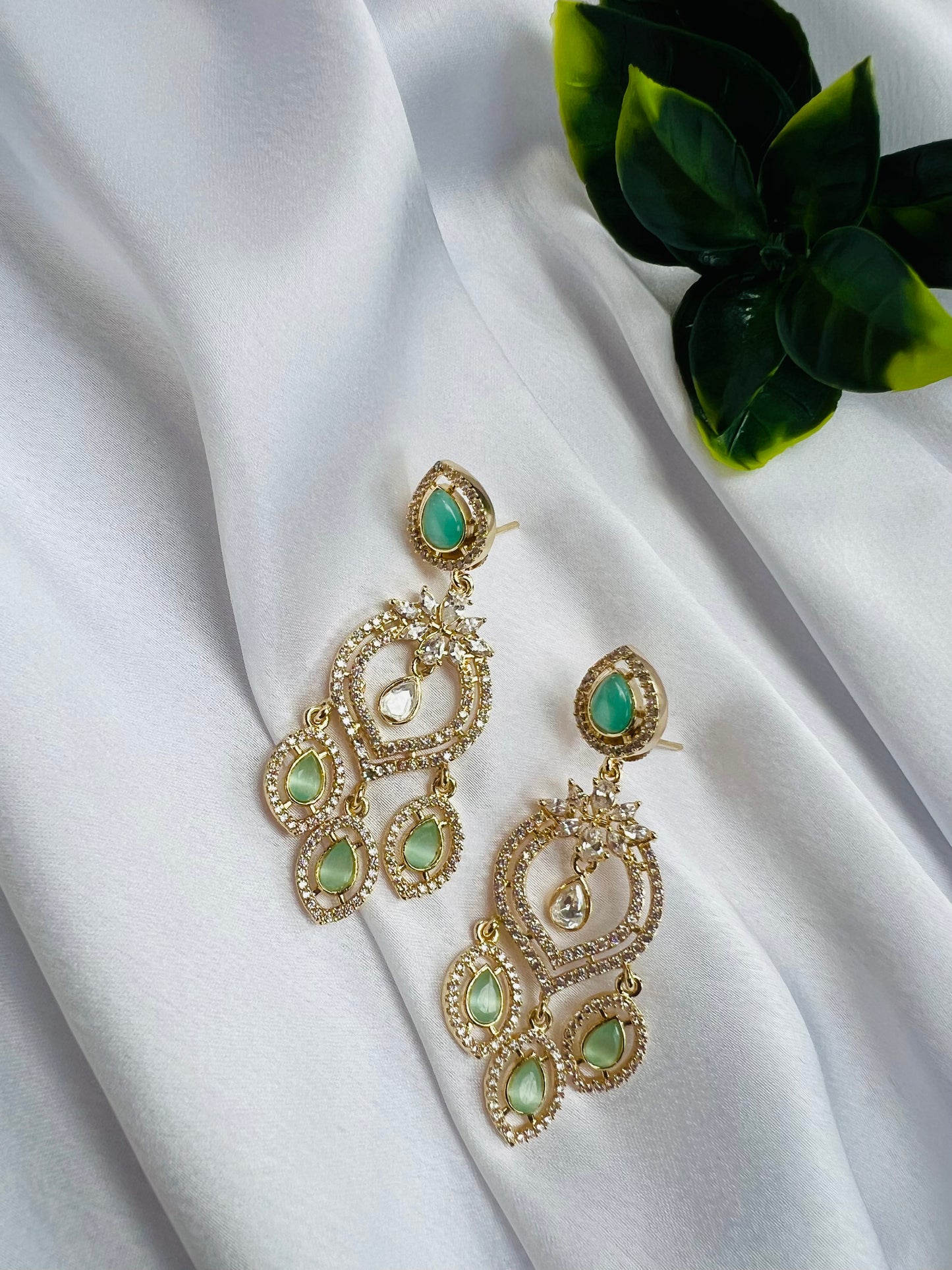 Kiran hearty Mint Dropped Earrings