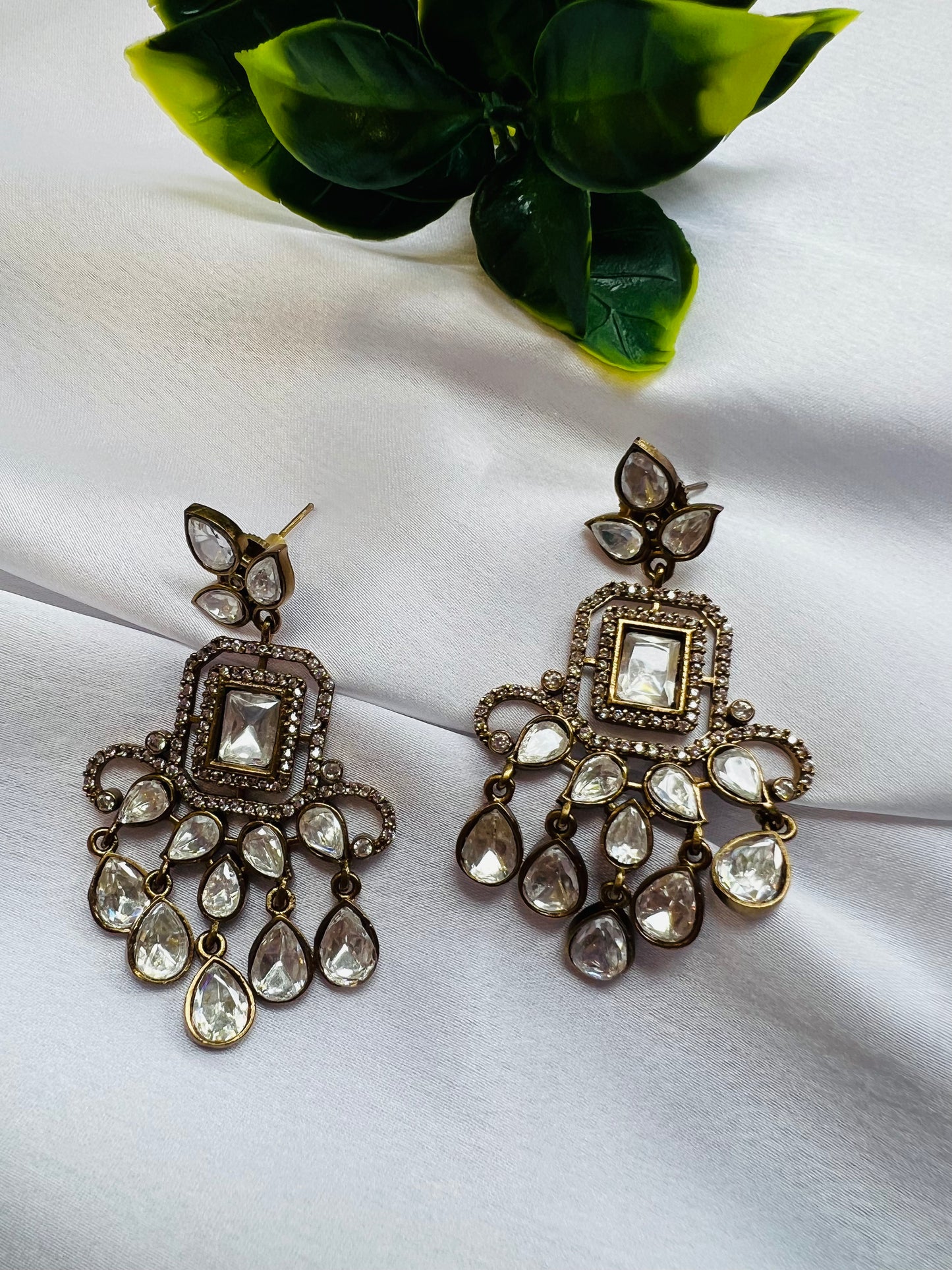 Madhavi Crystal Drop Earrings