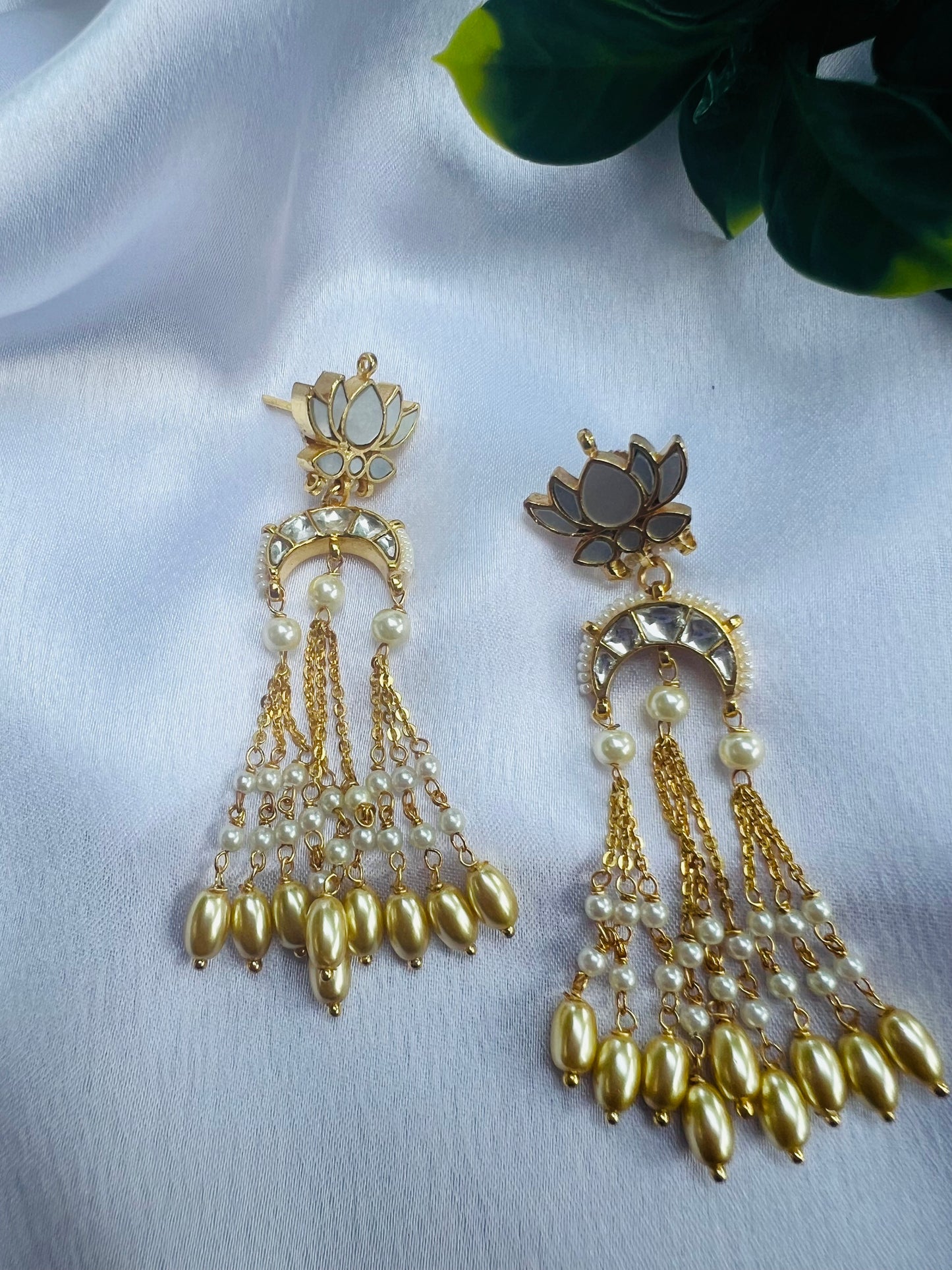 Mrunalini Tassels Beige Earrings