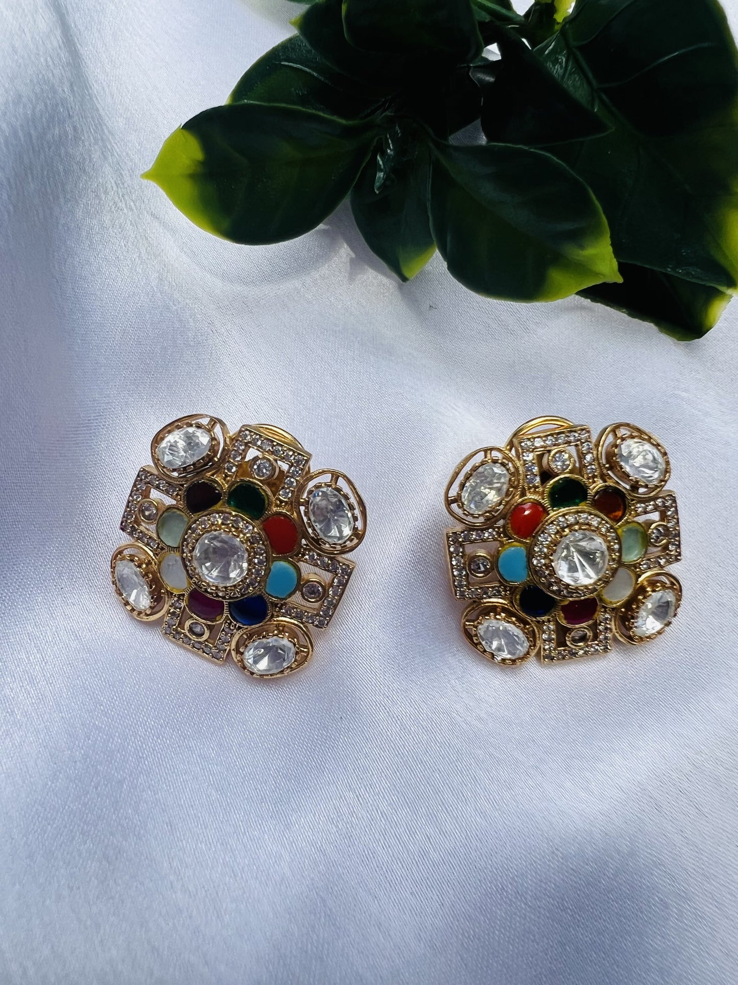 Chaitra Navratna Stone Studs